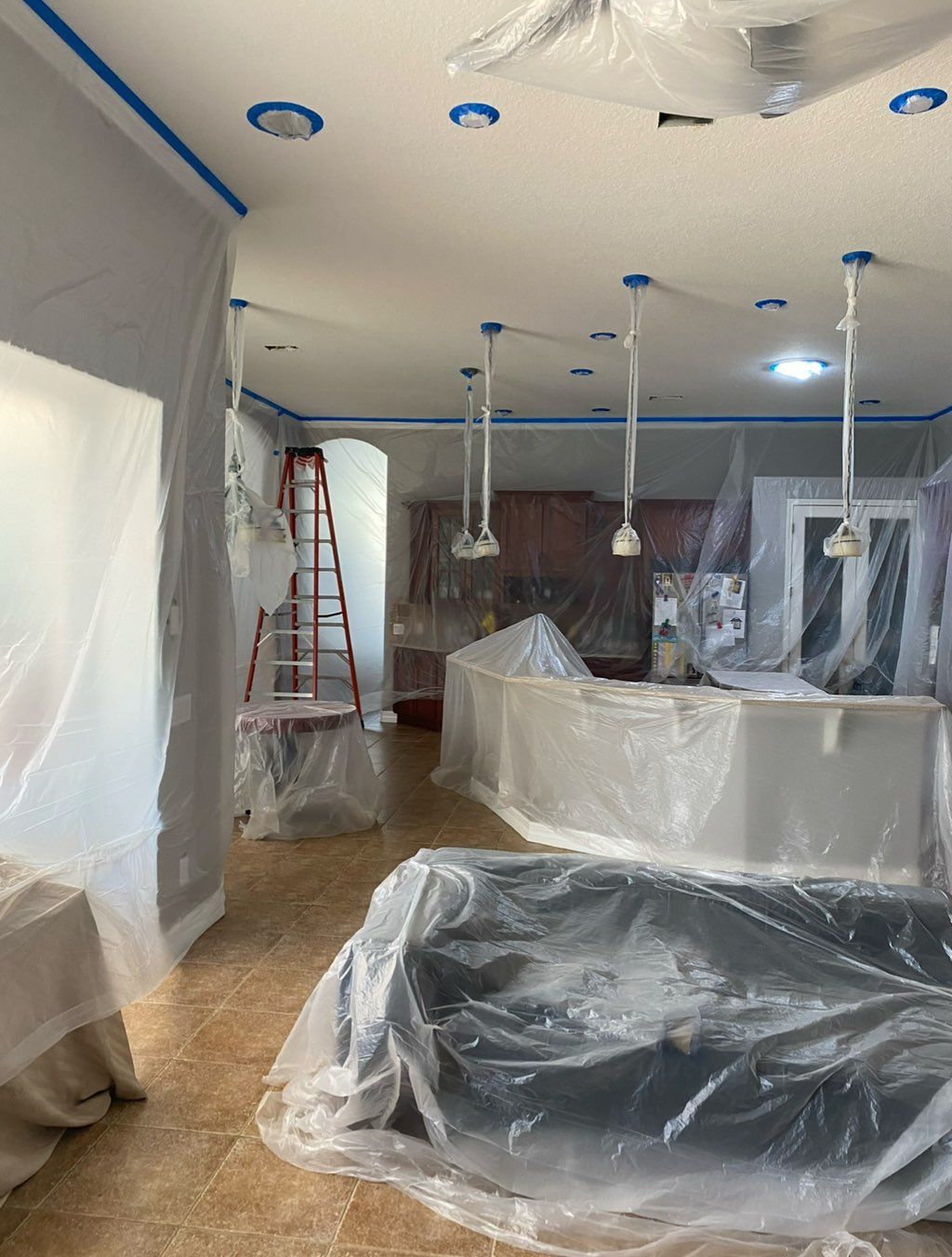 Prep to spray ceiling 