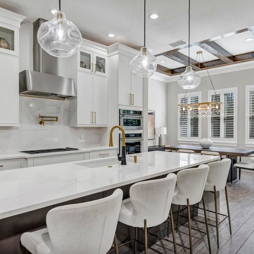 Kitchen remodel in Winter Garden with waterfall is