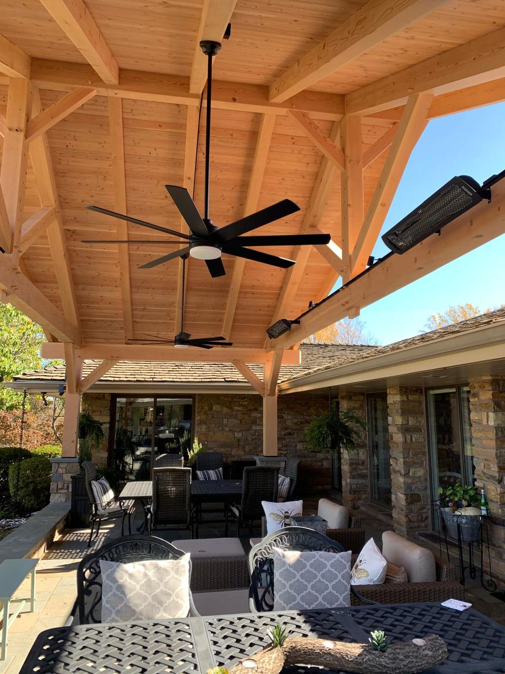 Patio fan and heaters