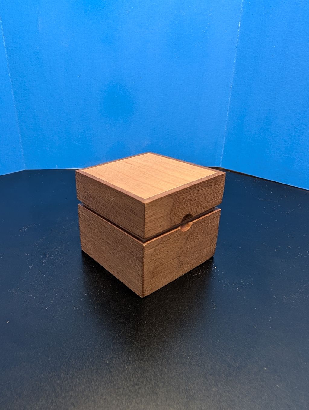 Small jewelry box from walnut and maple