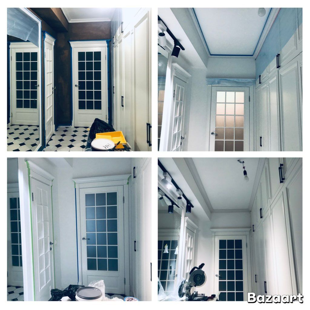 Painting the walls from brown to white and install