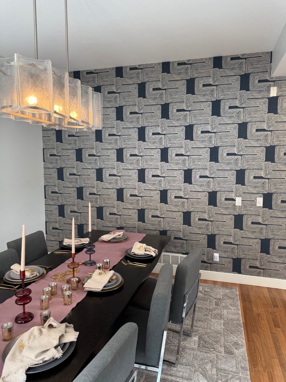 I wanted to have a wall wallpapered in our dining 