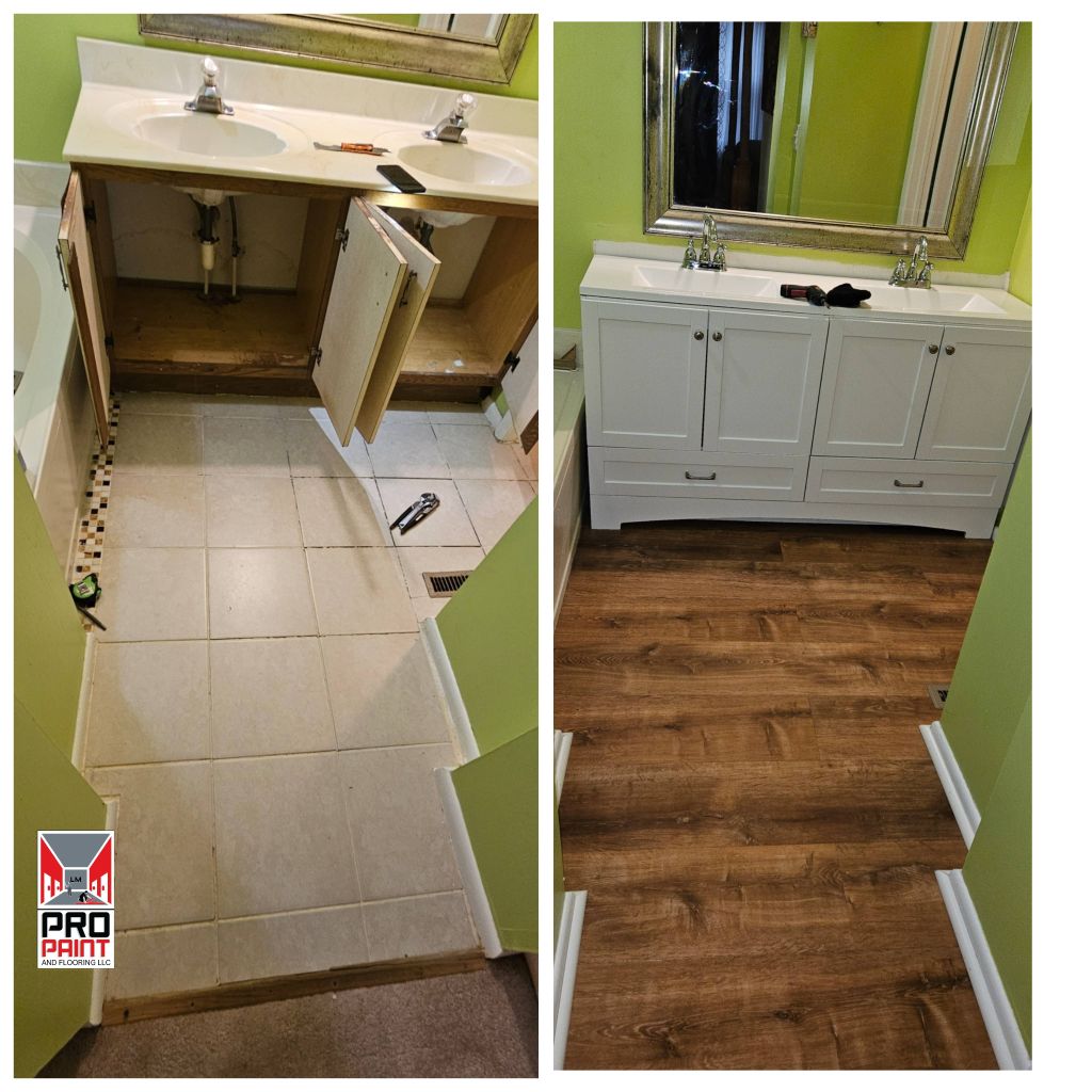 new vanity and lvp flooring installation 