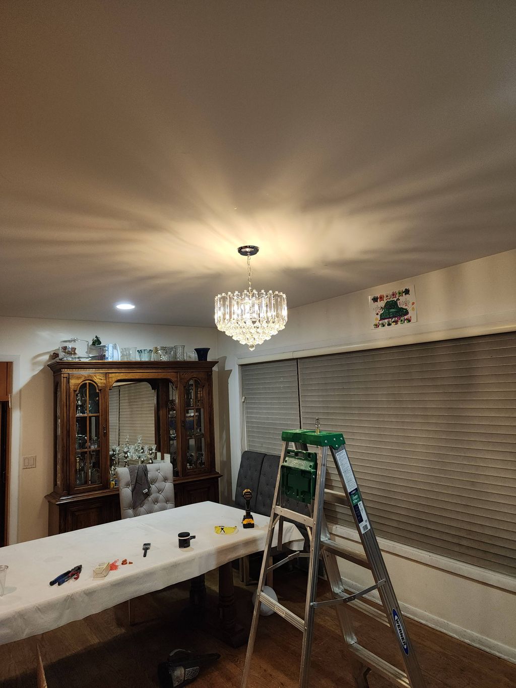 installed chandelier instead ceiling light