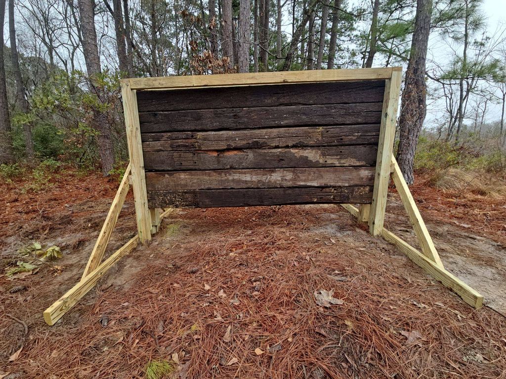 Backstop for a backyard gun range.