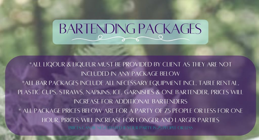 Bar Package Info