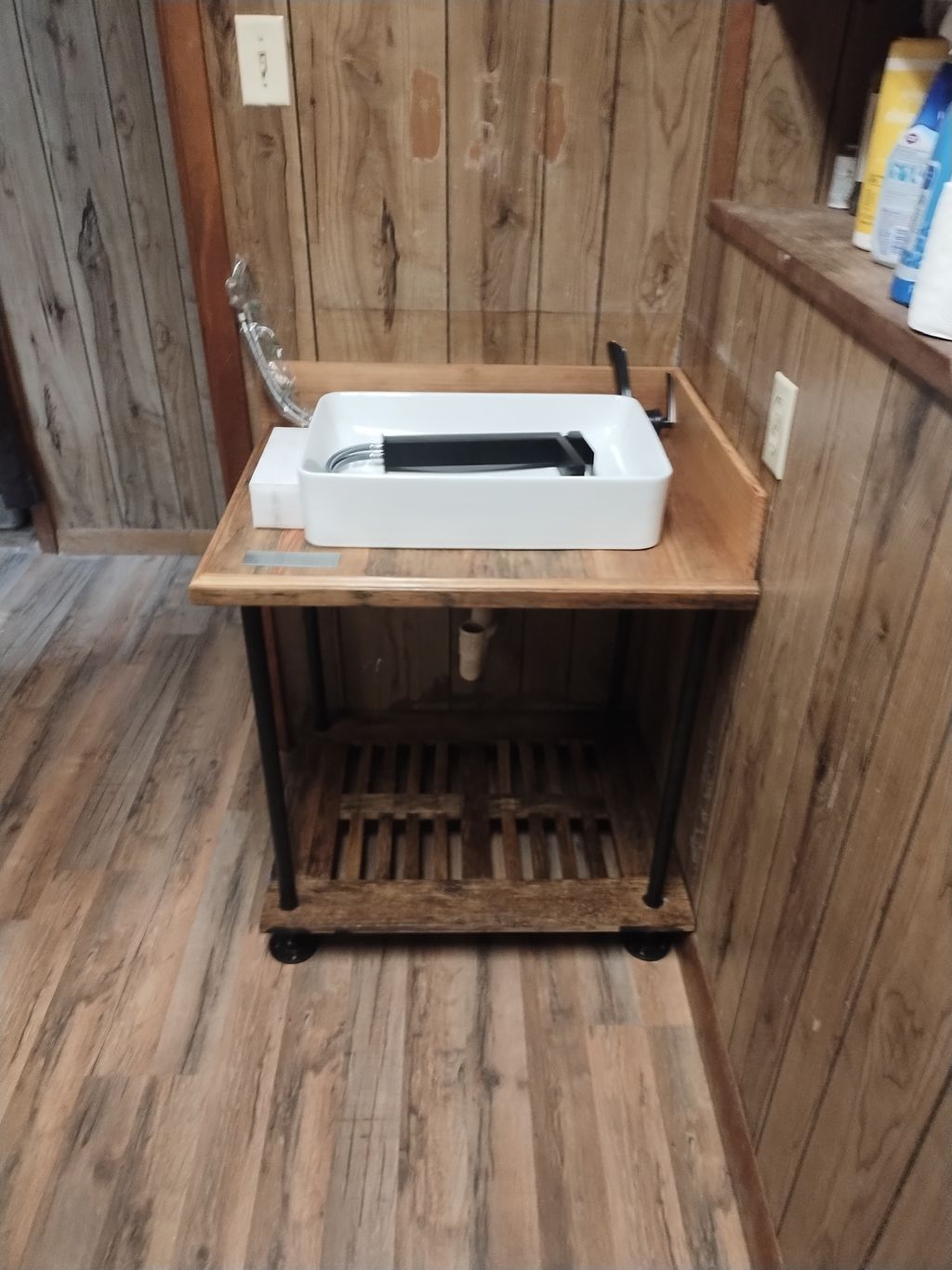 New handmade open shelf vanity 