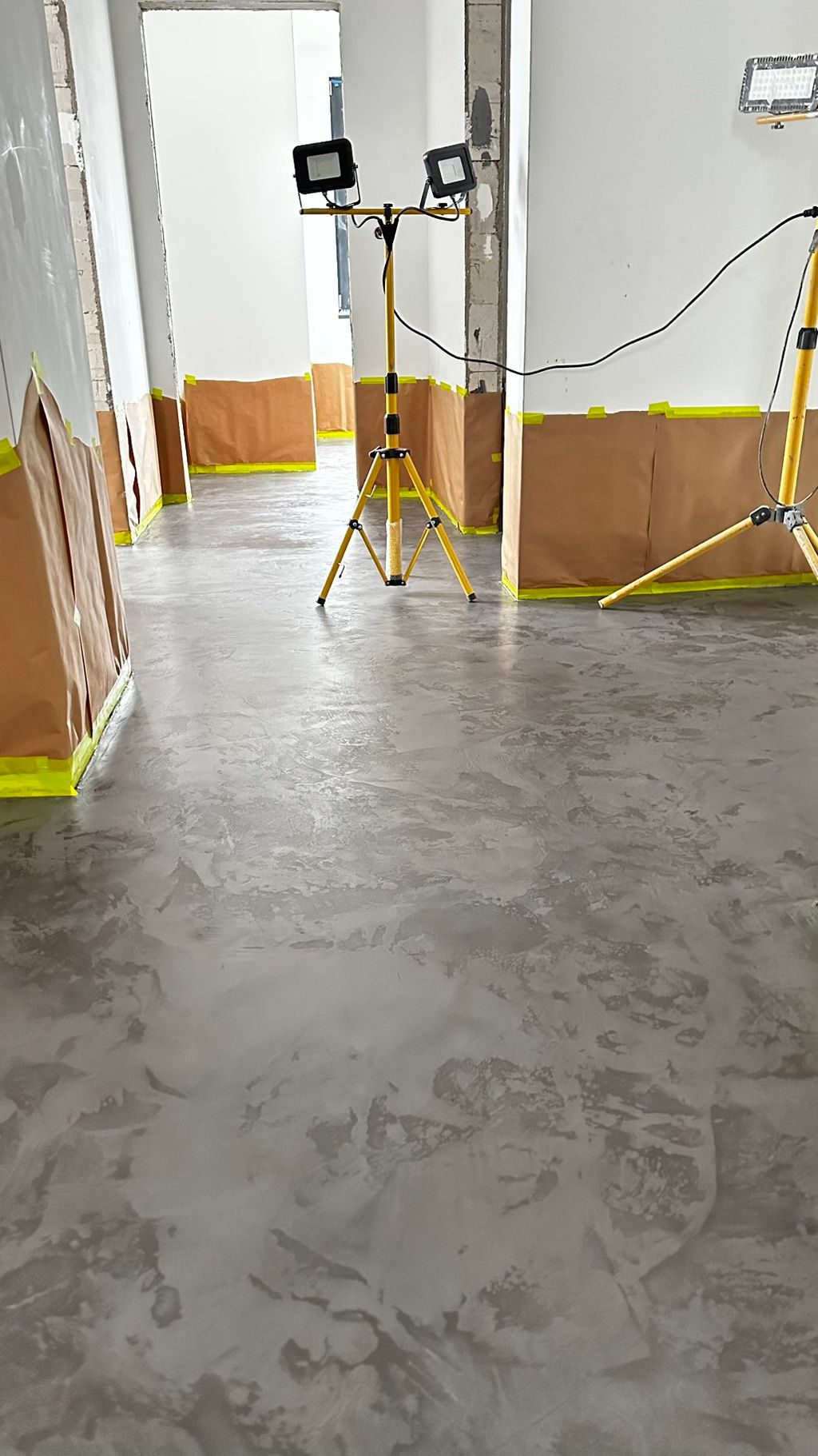 this stone-style microcement floor took two weeks 