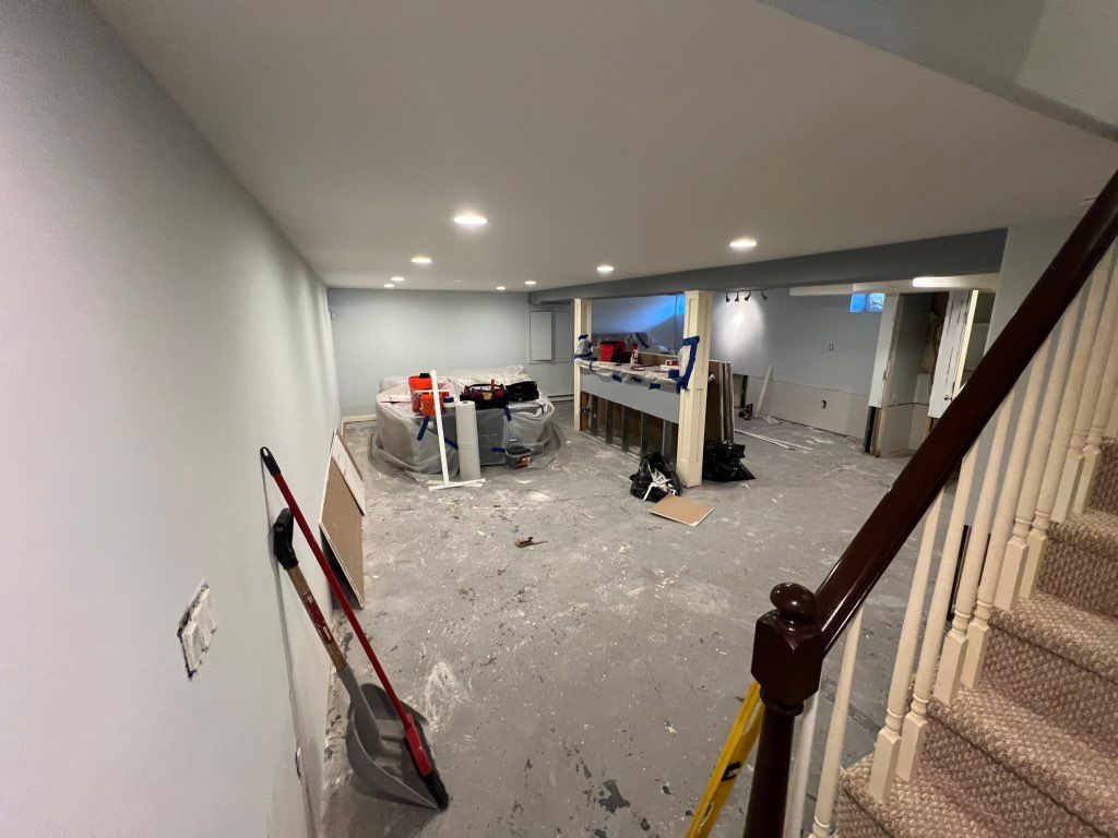 Basement water damage. Removed 2 feet of drywall a
