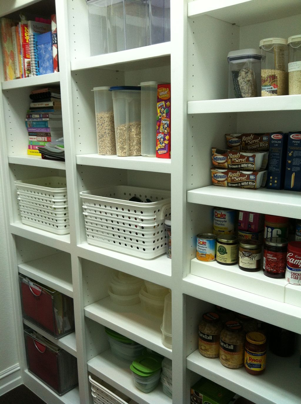 This pantry uses bins and sealed containers depend