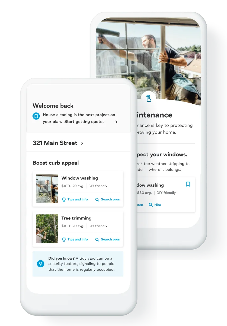 Two phones with the Thumbtack mobile app