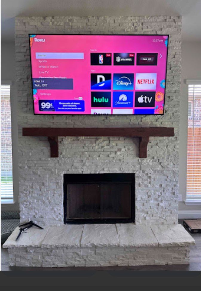 Tv and mantle mounted. Wires concealed 