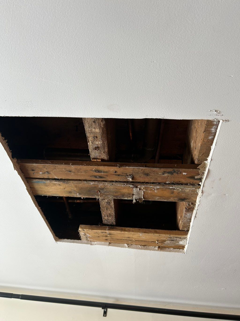 Ceiling drywall repair (before)