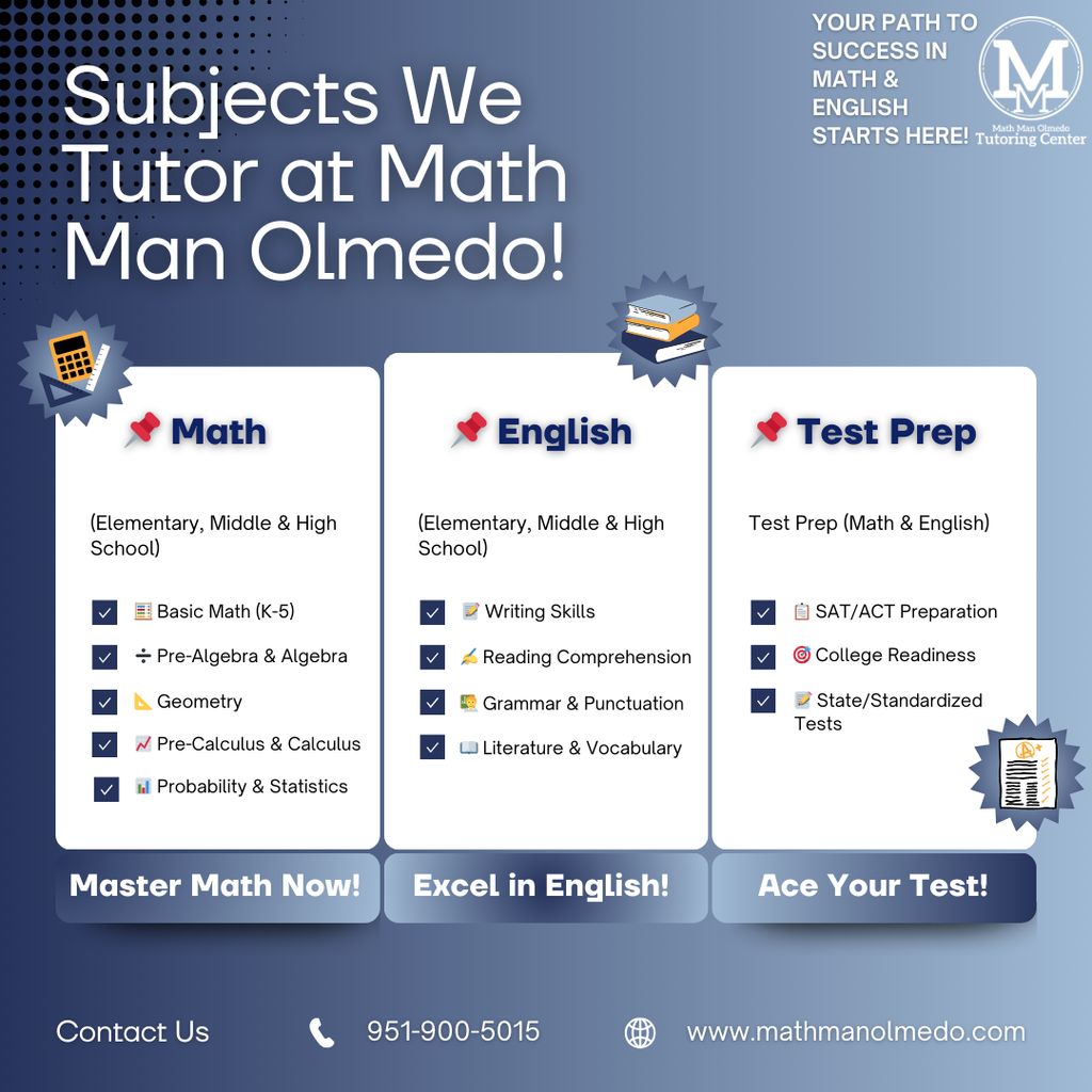 Subjects Offered at Math Man Olmedo