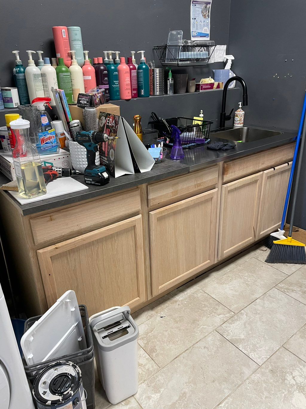 Cabinet and sink installation 