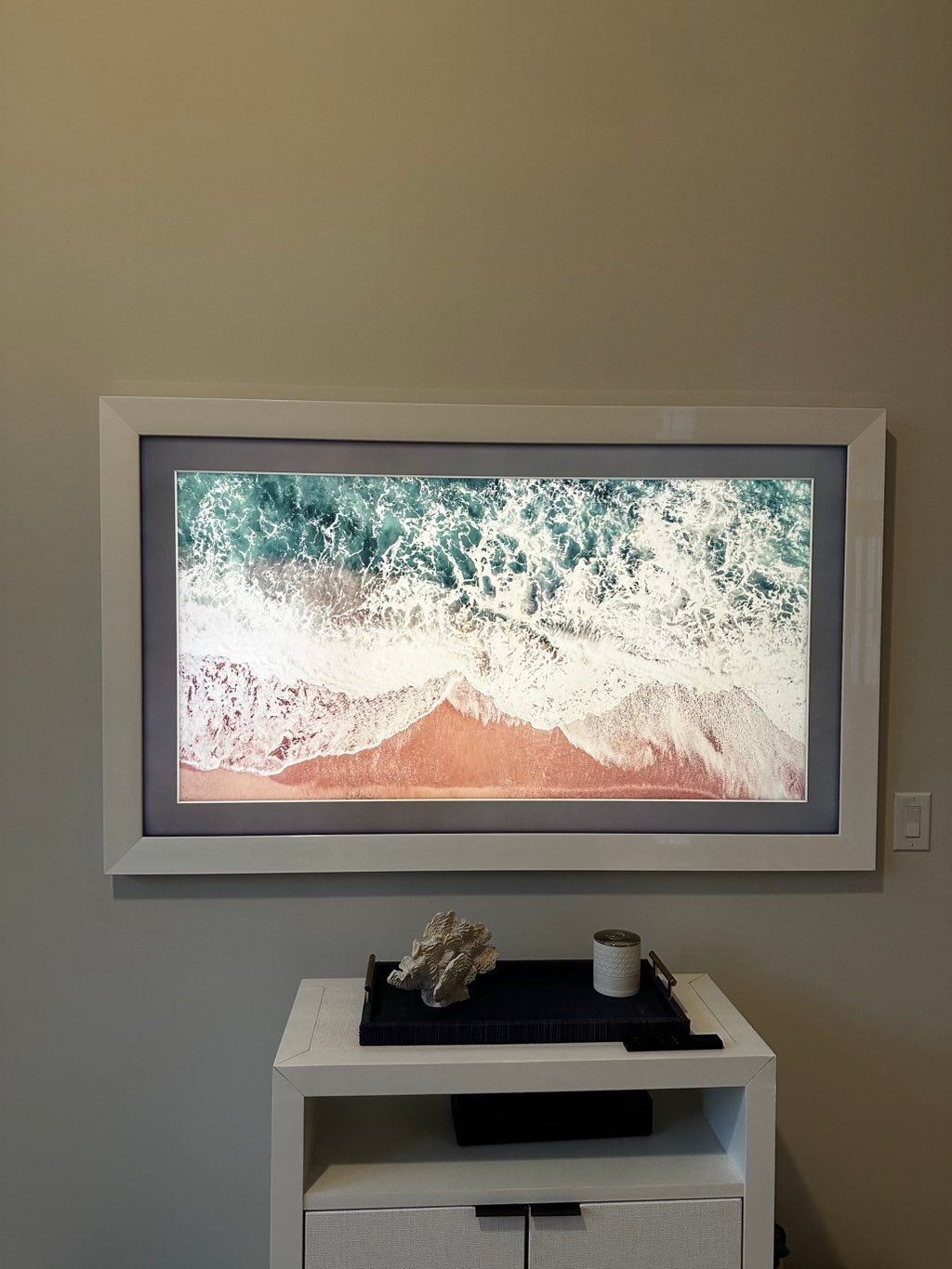 Samsung Frame TV Mounted and wires concealed 