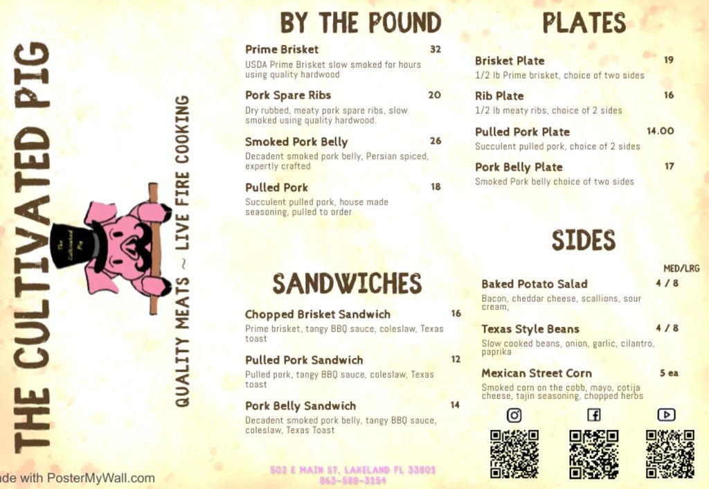 Our Popup Menu for Food Truck