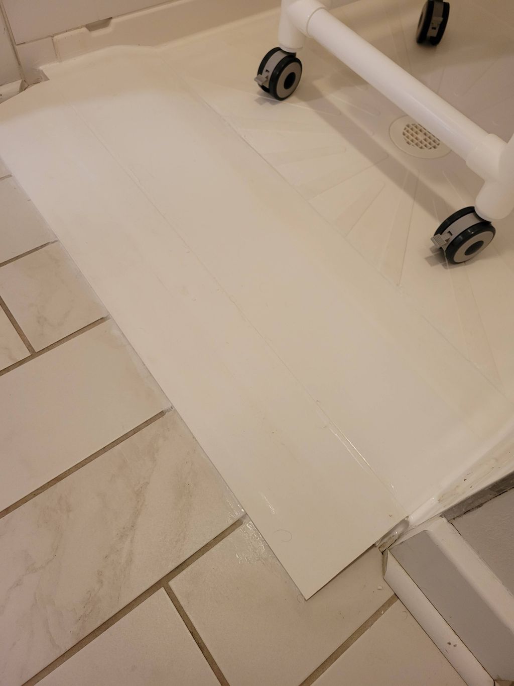 This custom PVC ramp makes it much easier to roll 