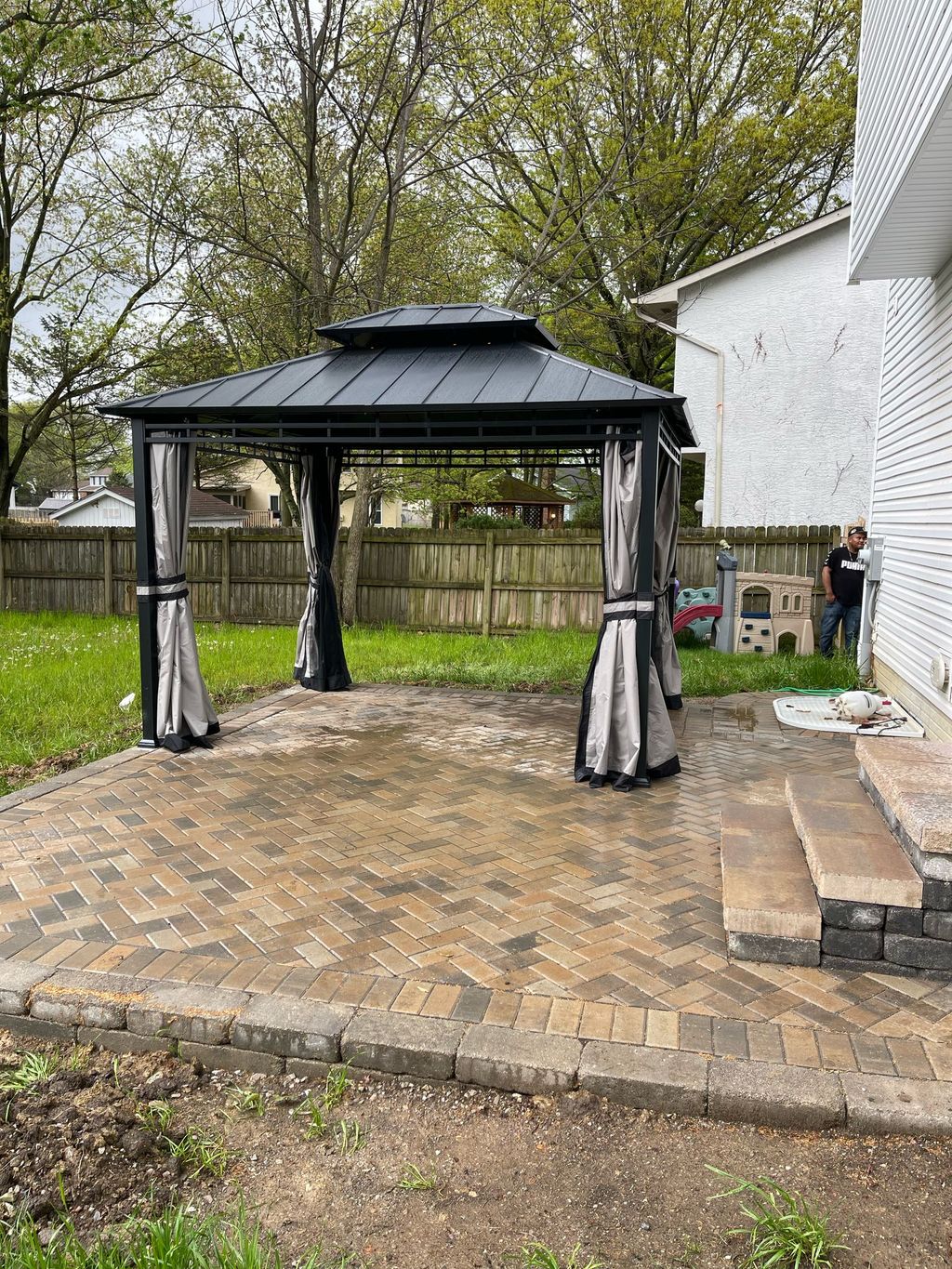 Paver Patio and Steps with Aluminum Gazebo 