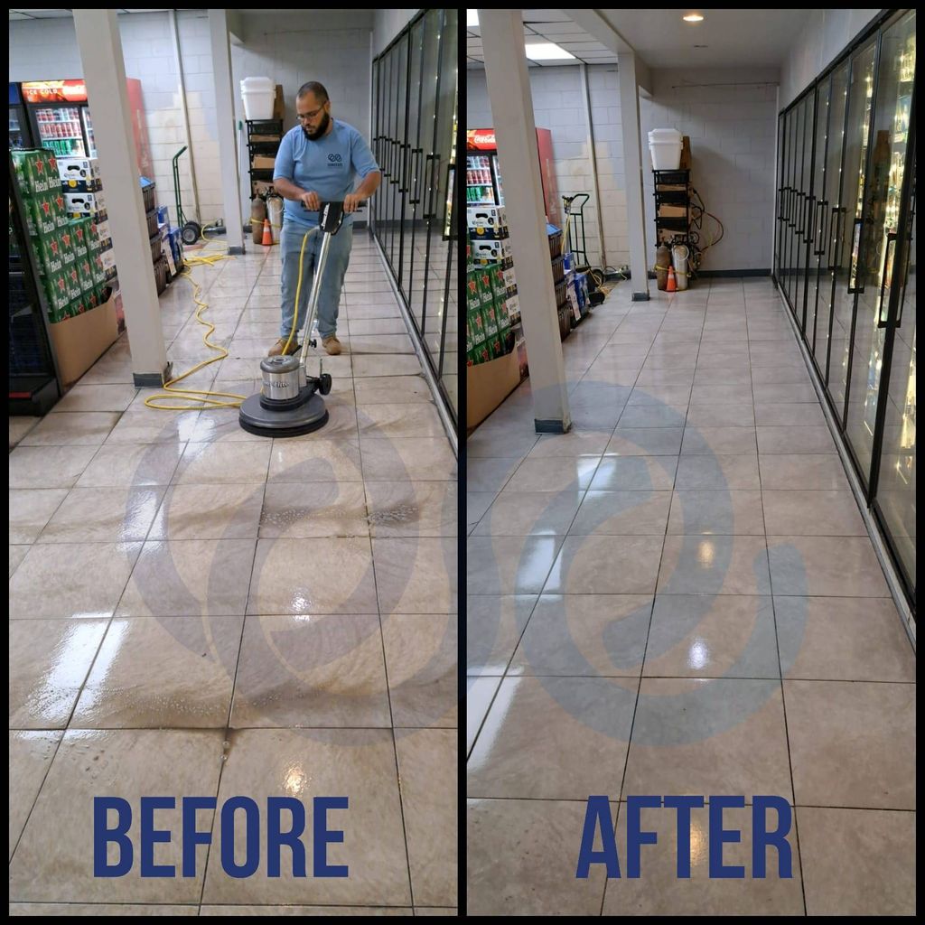 Tile & Grout floor in Gas Station