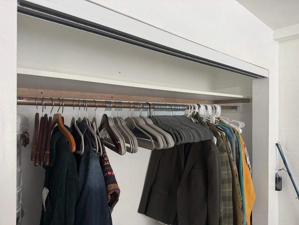 Mounting the full-size shelf inside the closet 