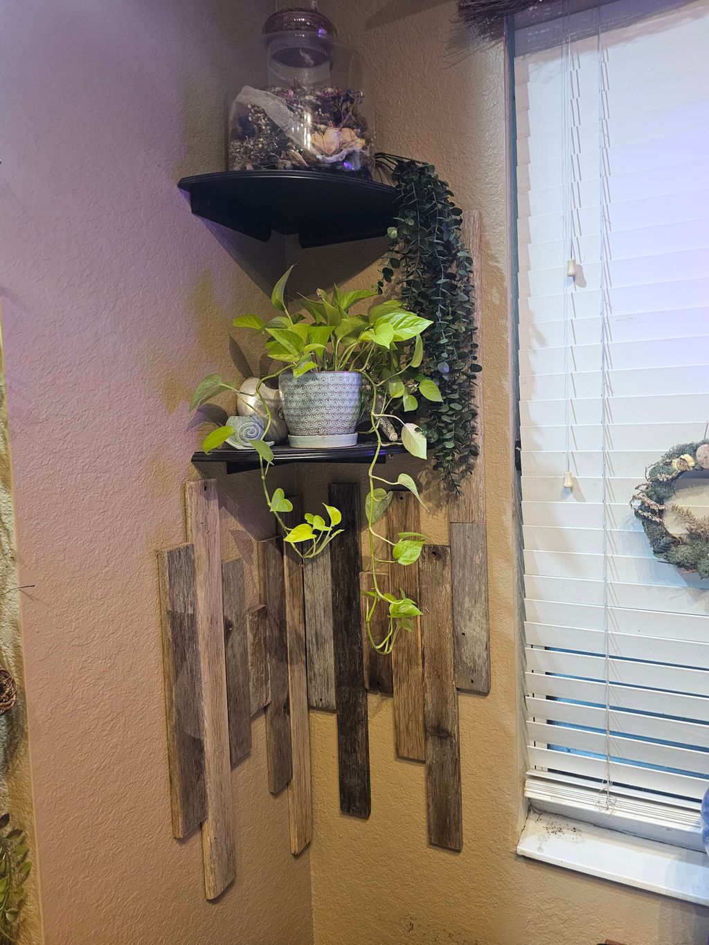 Rustic weathered boards repurposed for wall decor,