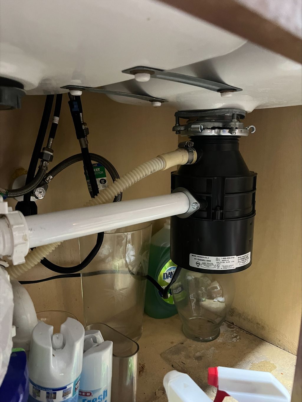 After photos of garbage disposal replacement