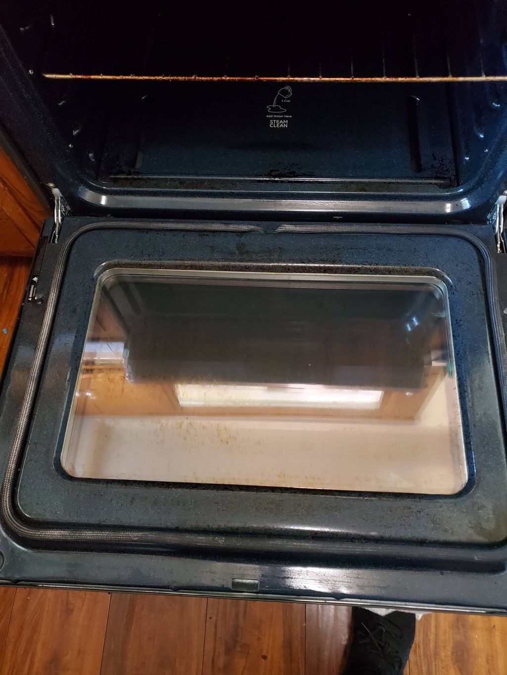 After cleaning oven window
