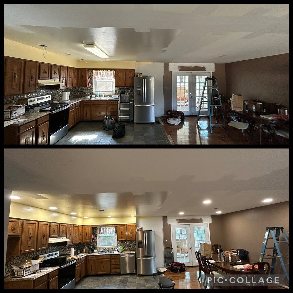 Before & after Recess Lights in kitchen/Dining Roo