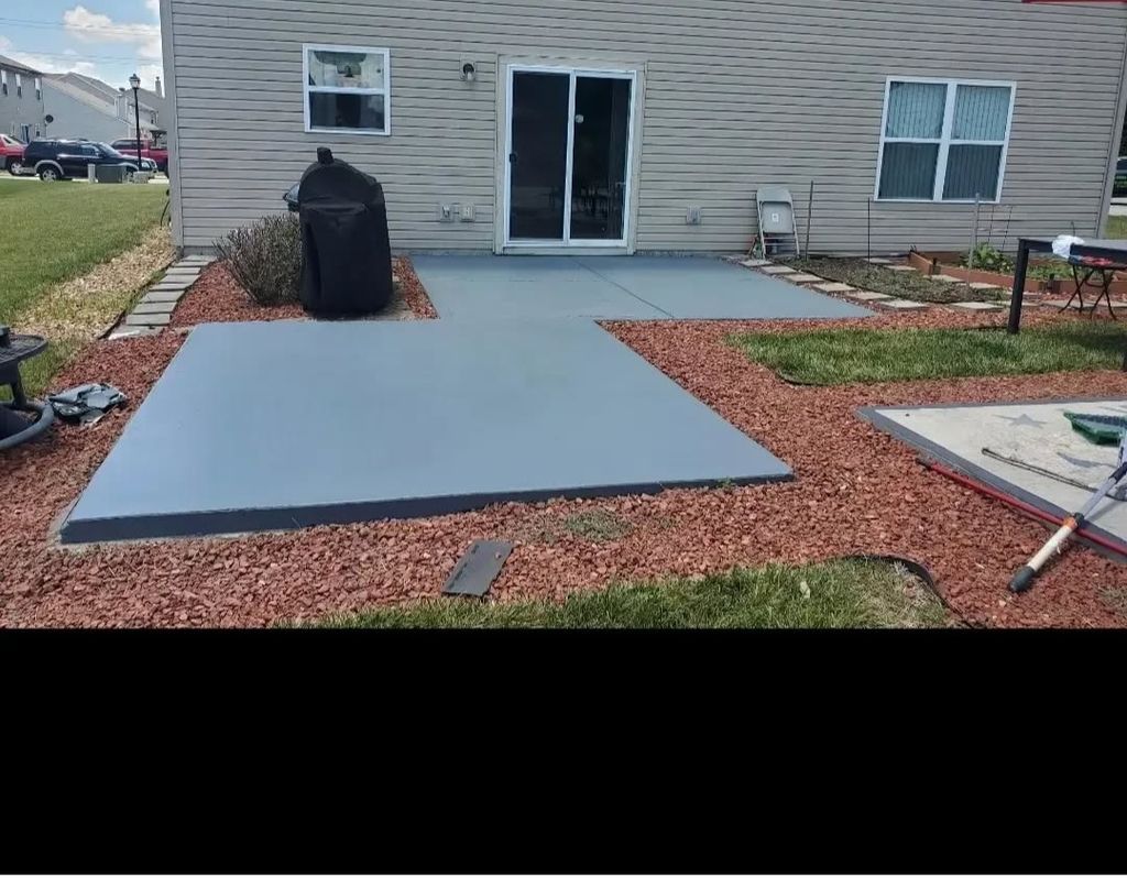 After, outdoors concrete patio