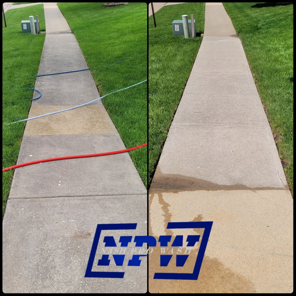 Concrete sidewalk surface cleaning 