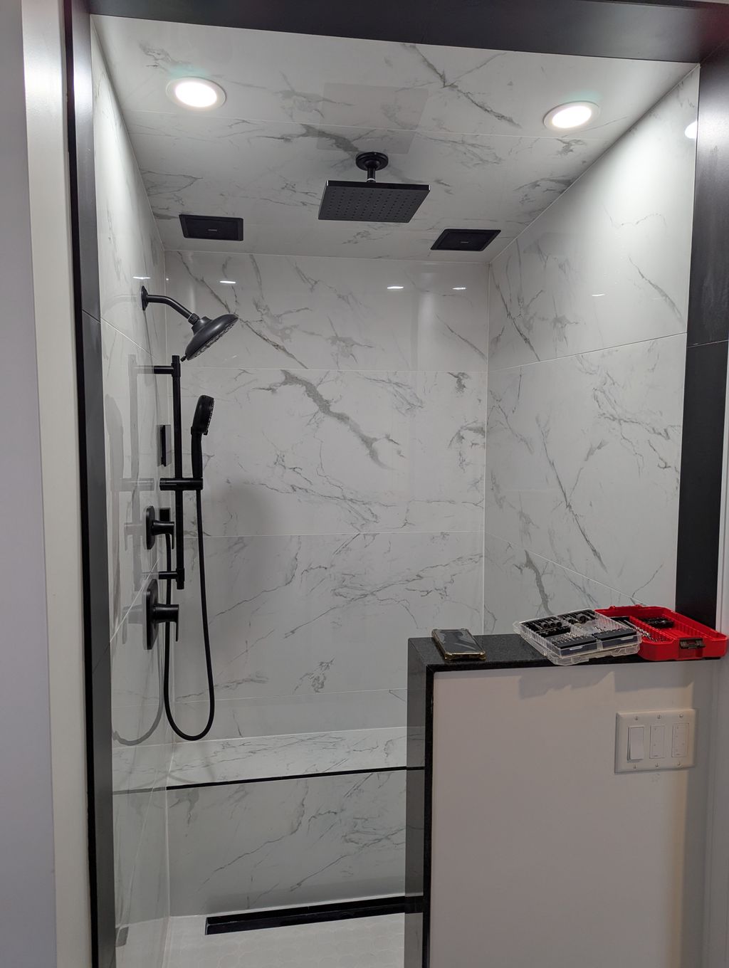 Lighting and Speakers in Custom Steam Shower