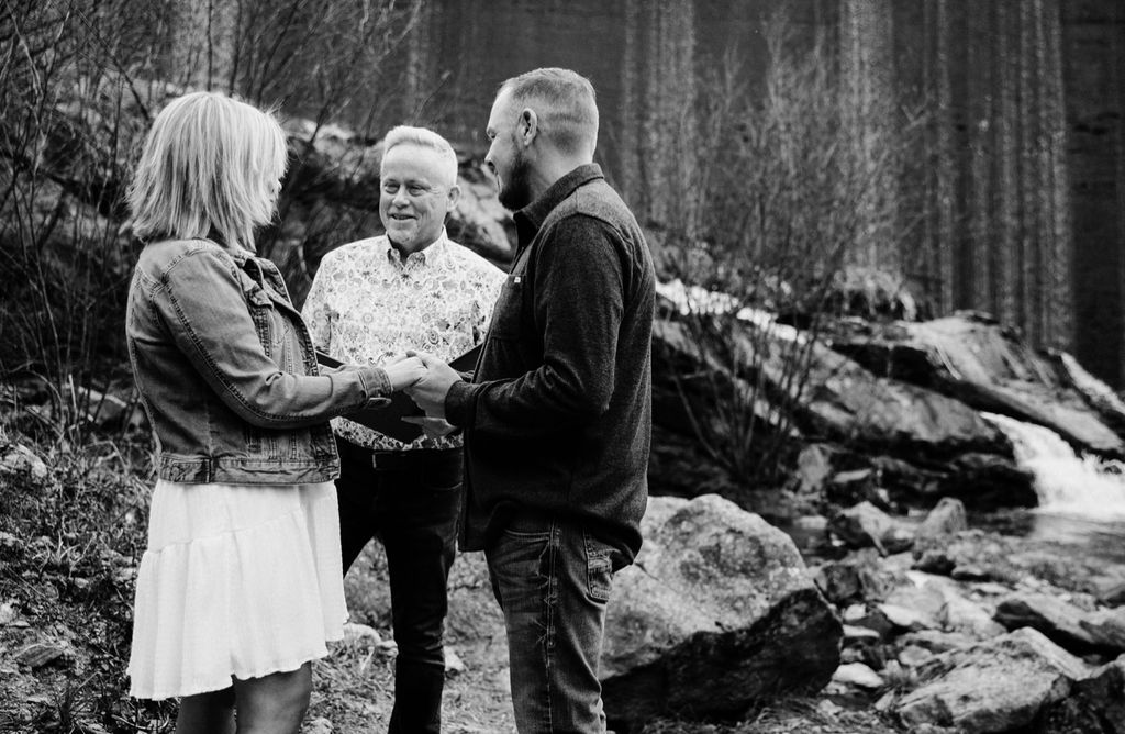 Quick outdoor ceremony at an old dam and flour mil