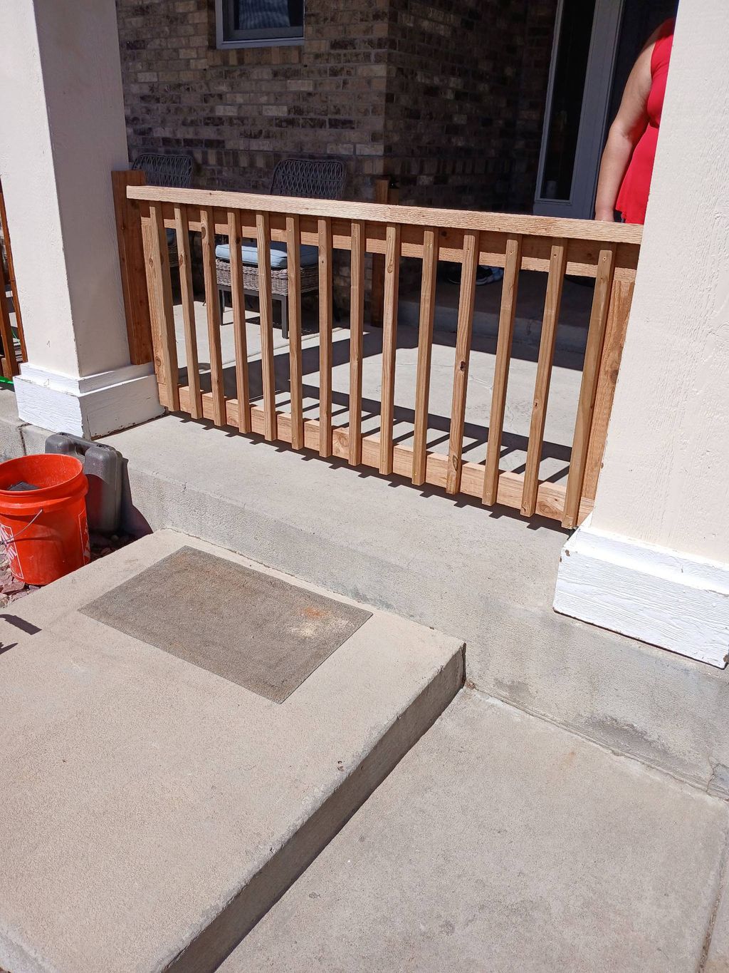 This custom built dog gate on wheels swivels and l