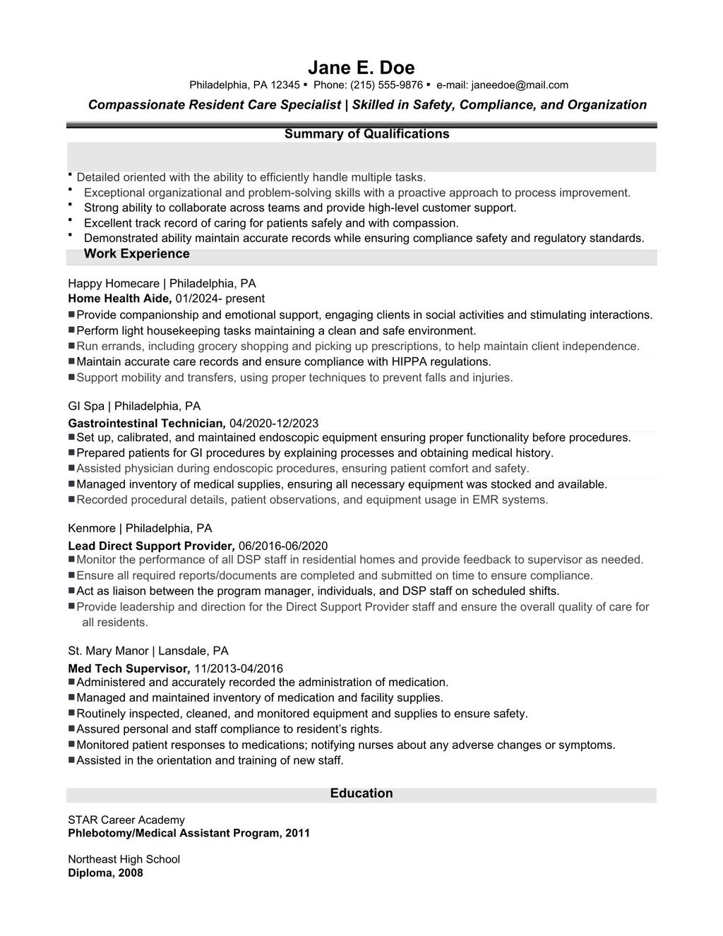 Basic Resume $100