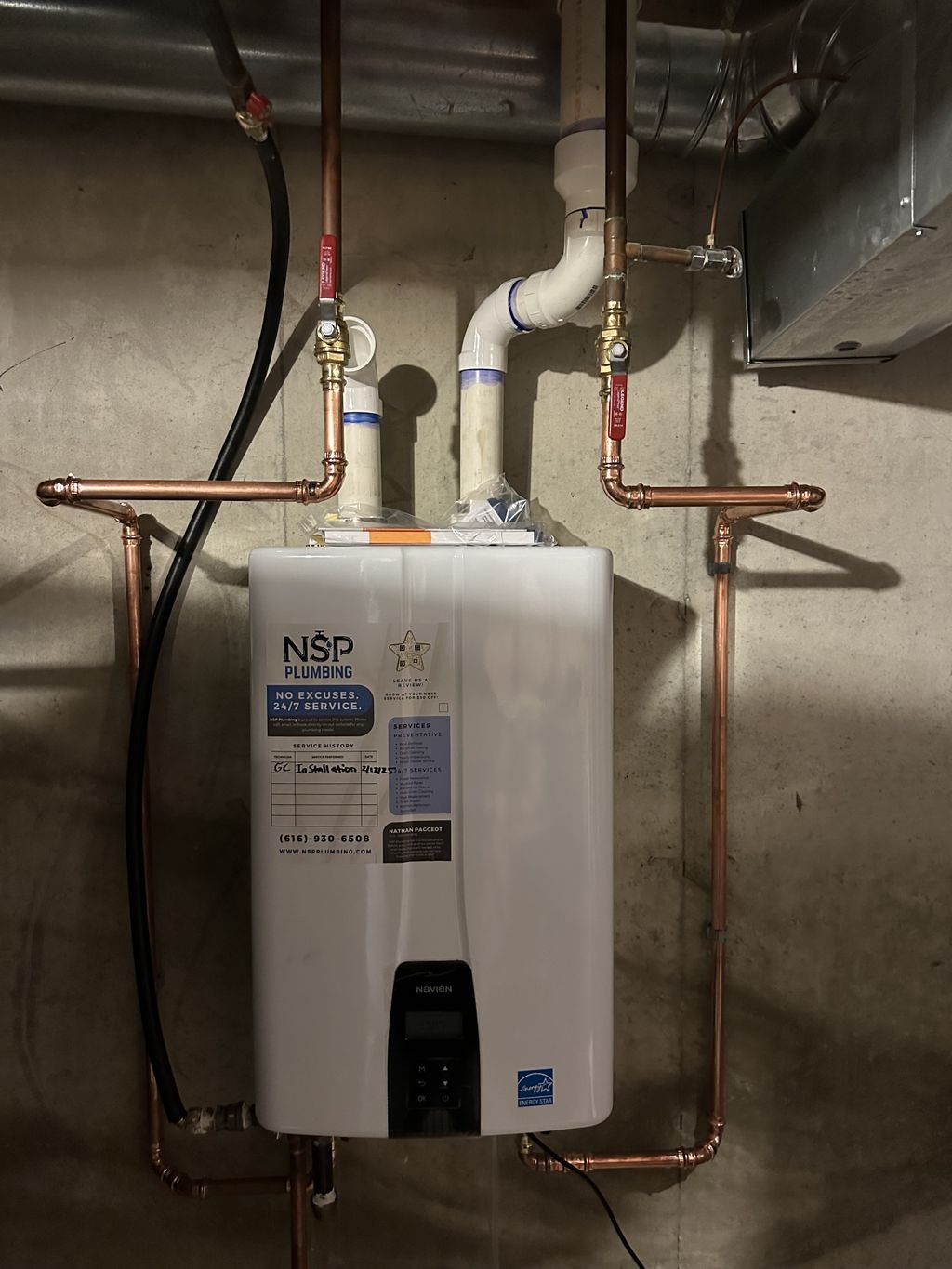 tankless water heater installation
