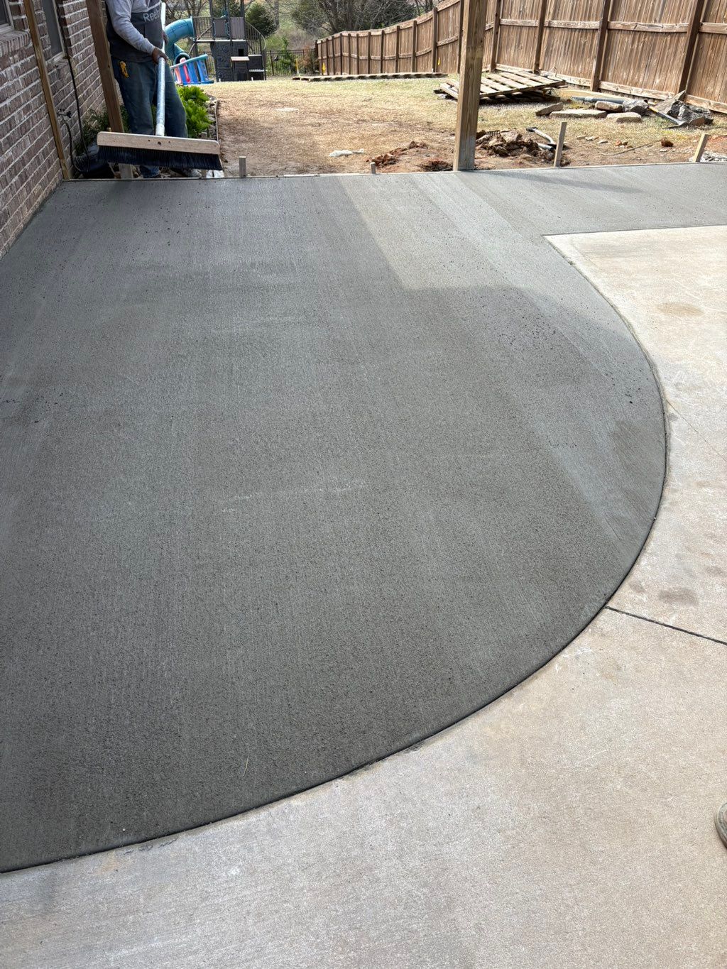 Concrete driveway addition.