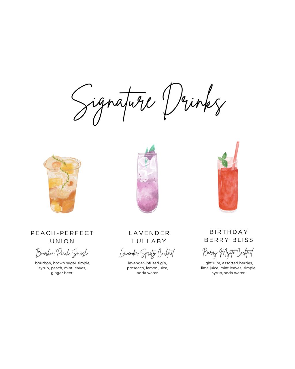 Signature Cocktail Menu