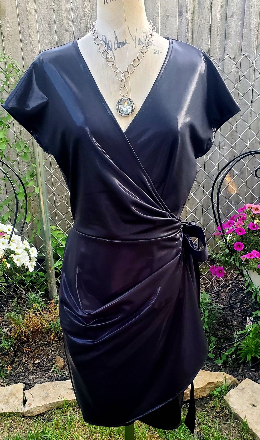 Black Scuba Wrap Dress