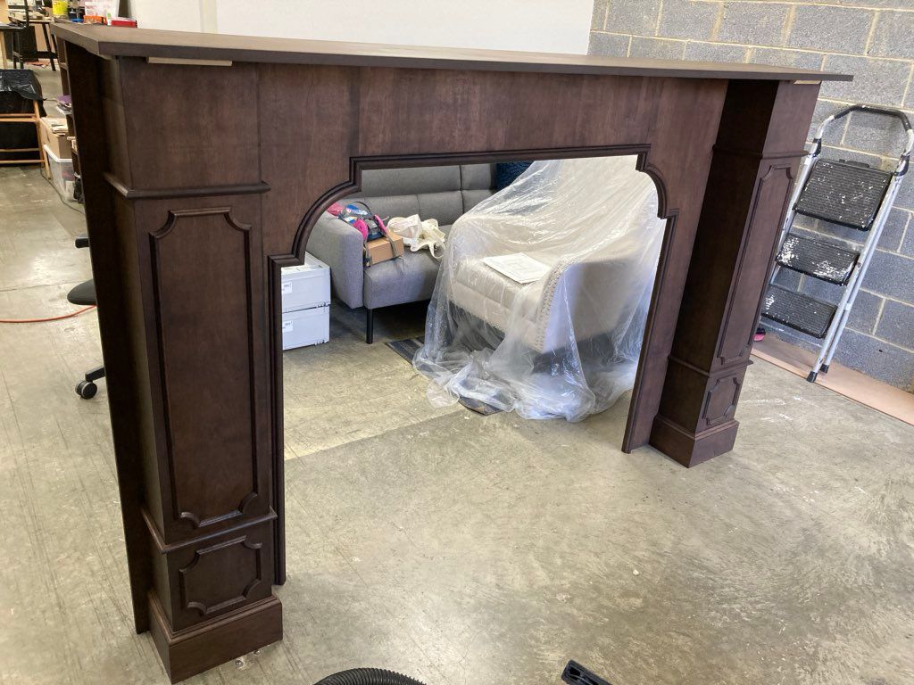 Custom fireplace mantel. 
