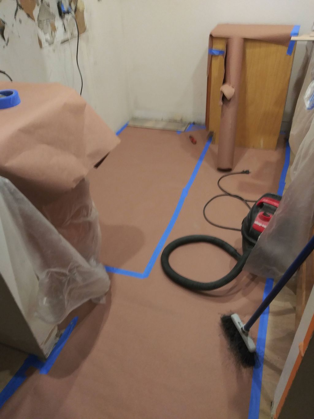 Prep work for paint/ Floor protection 