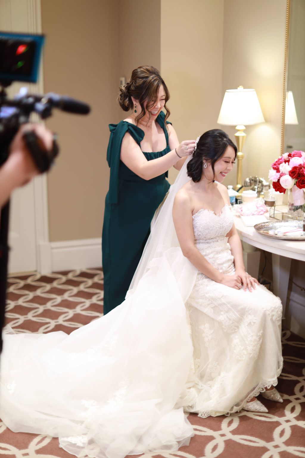 Last minute touch up before walking down the aisle