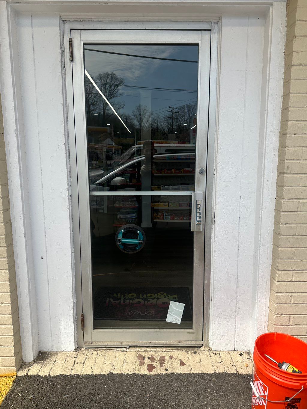 Store front tempered glass installation 