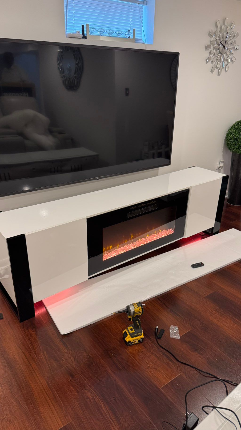 TV stand assembled 