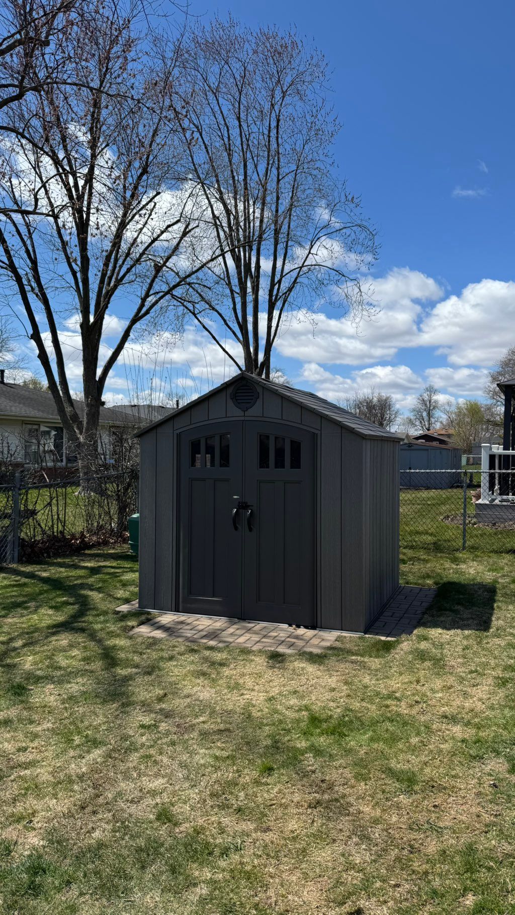 Outdoor shed installation 