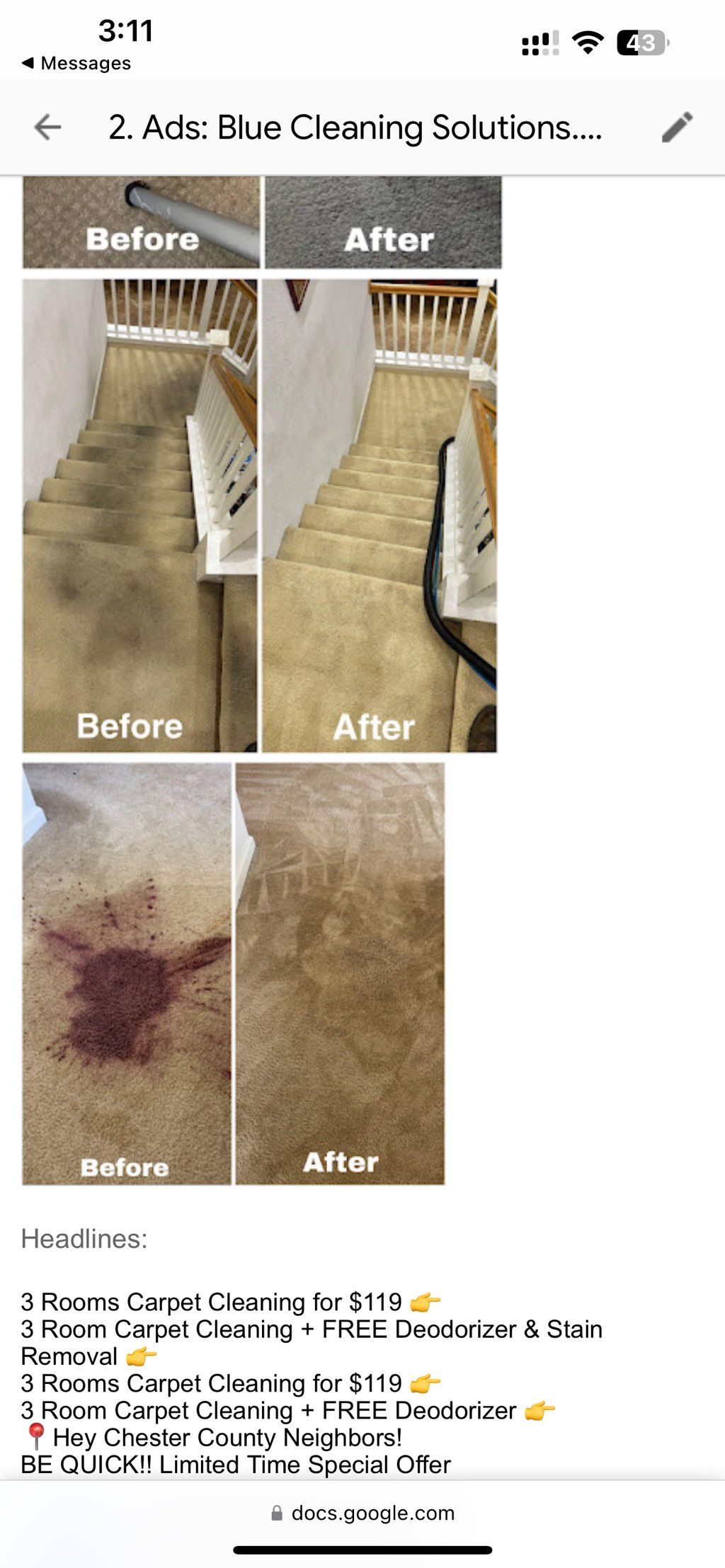 Before and after carpet cleaning 