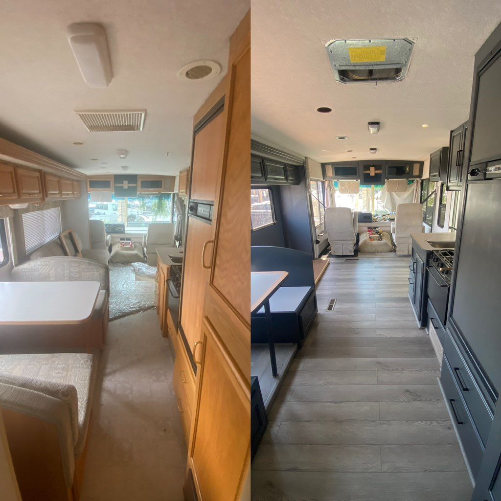 Before and after RV renovation