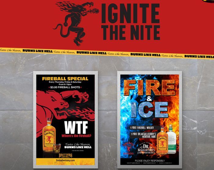 Restaurant Posters/Signage for Fireball Whisky and