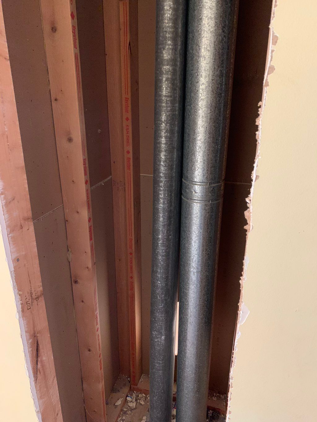 Plumbing replaced and drywall cut out repaired