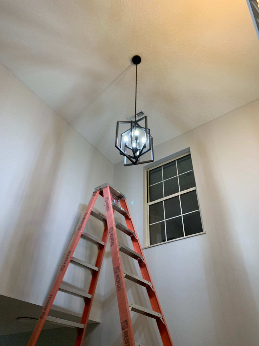 New 2 story entryway light instal